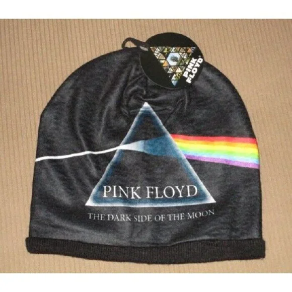 New Dark Side of the Moon Pink Floyd Hat Adult Beanie Prism Winter Black Soft - Picture 2 of 3